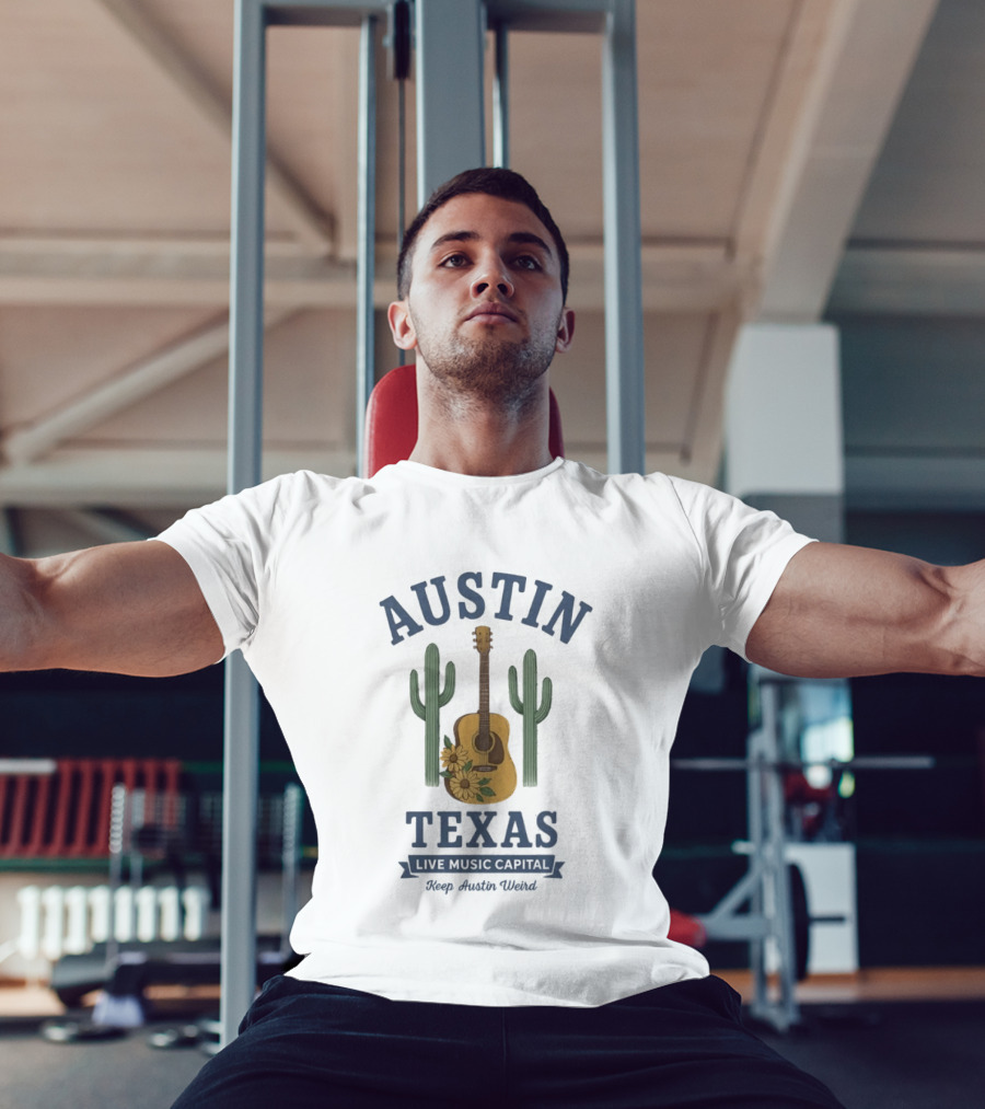 Austin Texas Live Music Capital Guitar Cactus Keep Austin Weird T-Shirt
