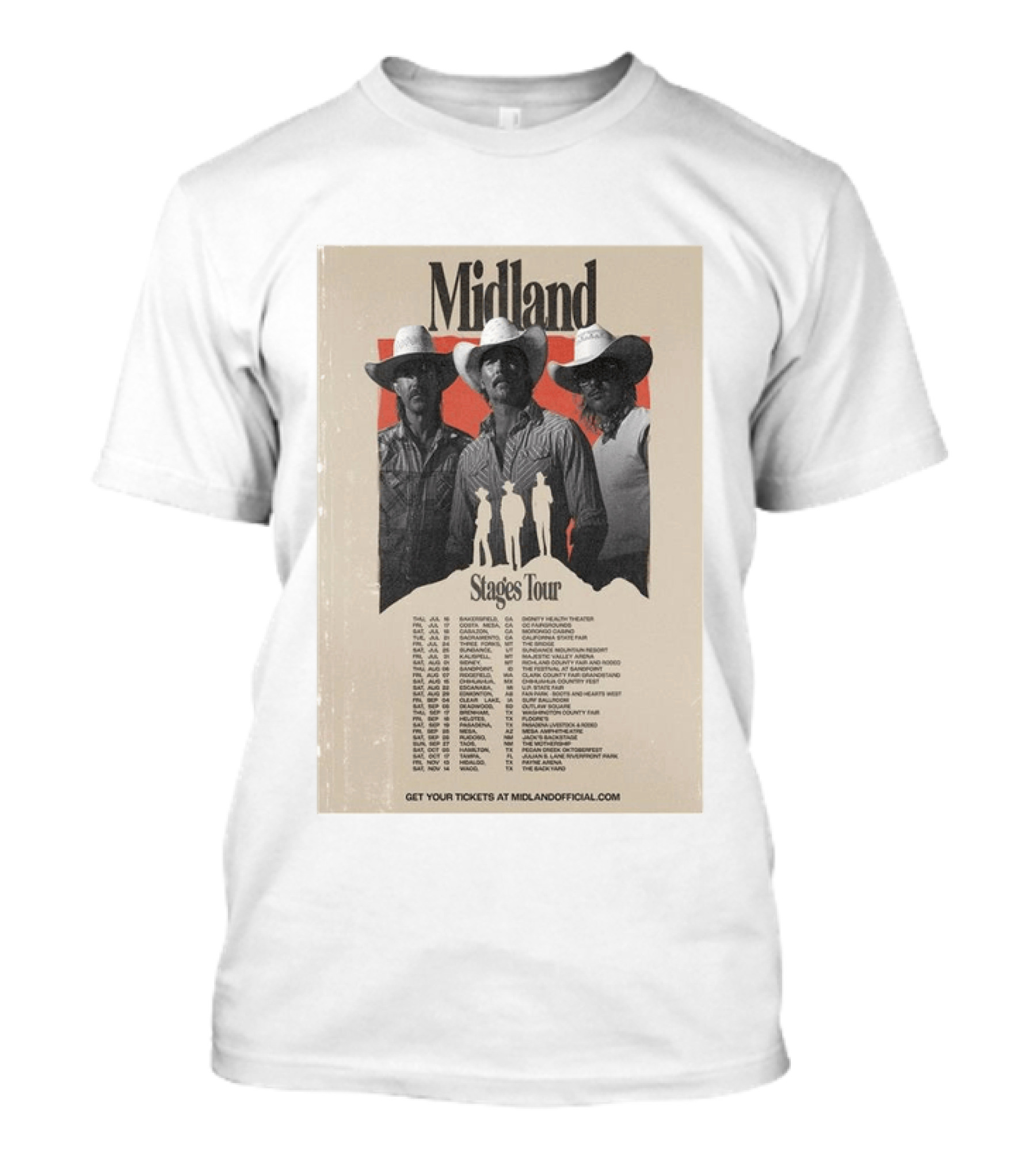 Midland Stages Tour 2026 Concert Dates And Locations T-Shirt