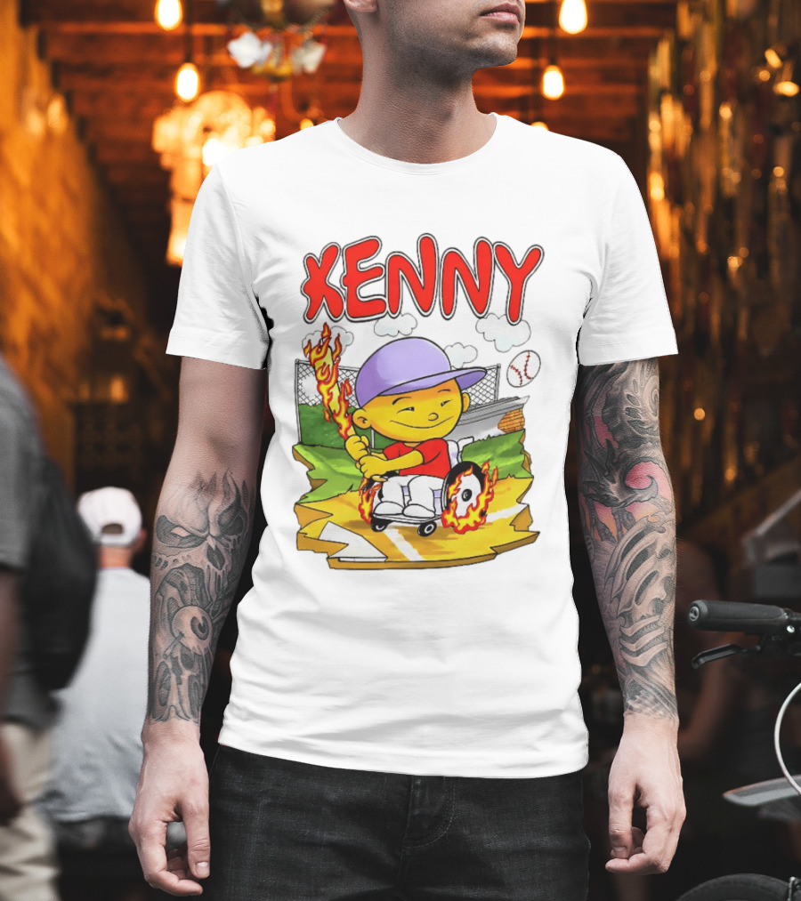 Kenny Kawaguchi Backyard Baseball Character Wheelchair Flames T-Shirt