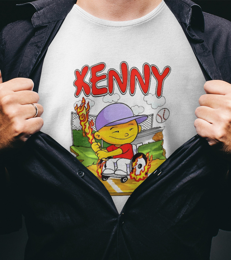 Kenny Kawaguchi Backyard Baseball Character Wheelchair Flames T-Shirt
