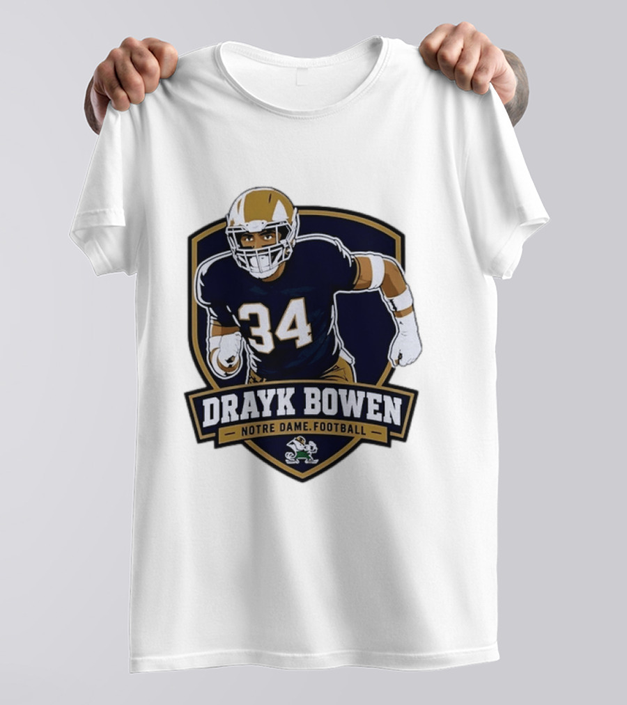 Drayk Bowen Notre Dame Football 34 Fighting Irish NCAA T-Shirt