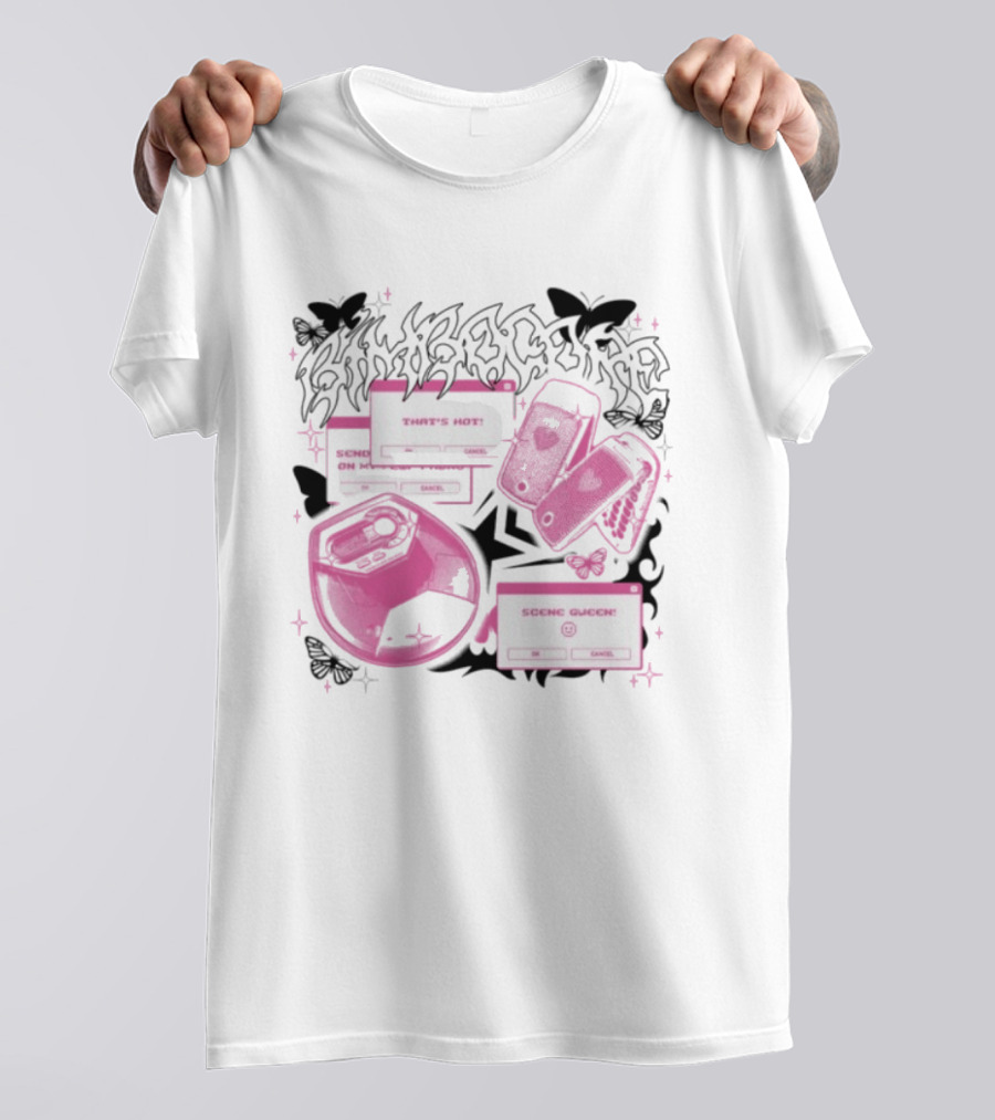 Nuclear Blast Store Bimbocore Y2K Scene Queen That's Hot Cancel Pink Butterfly Aesthetic T-Shirt
