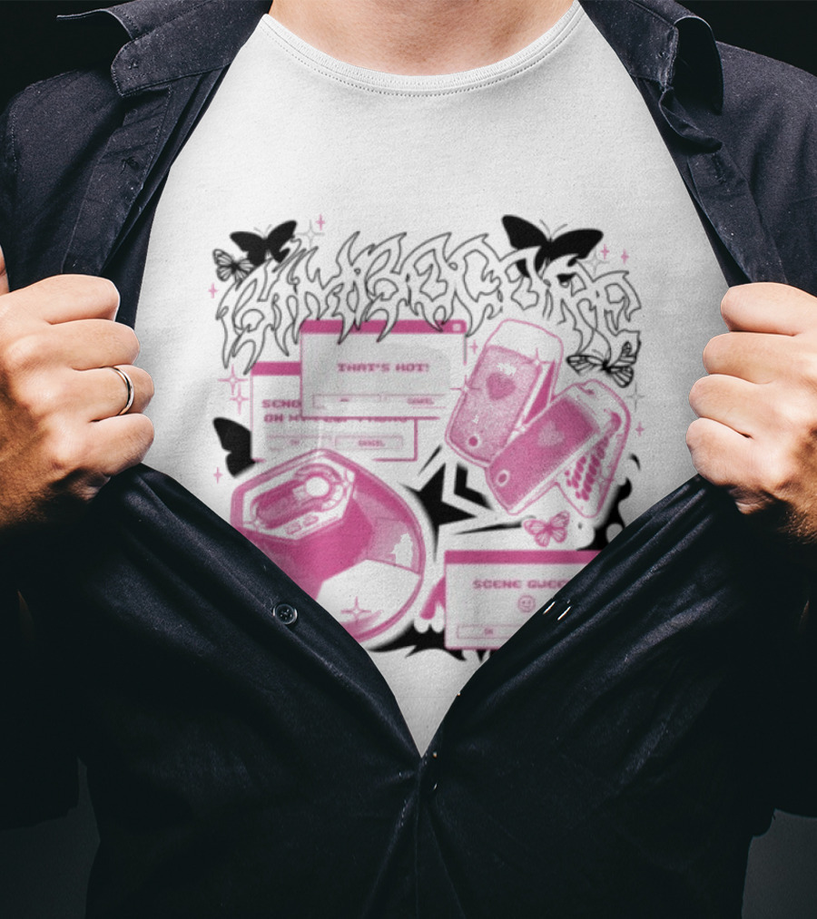 Nuclear Blast Store Bimbocore Y2K Scene Queen That's Hot Cancel Pink Butterfly Aesthetic T-Shirt
