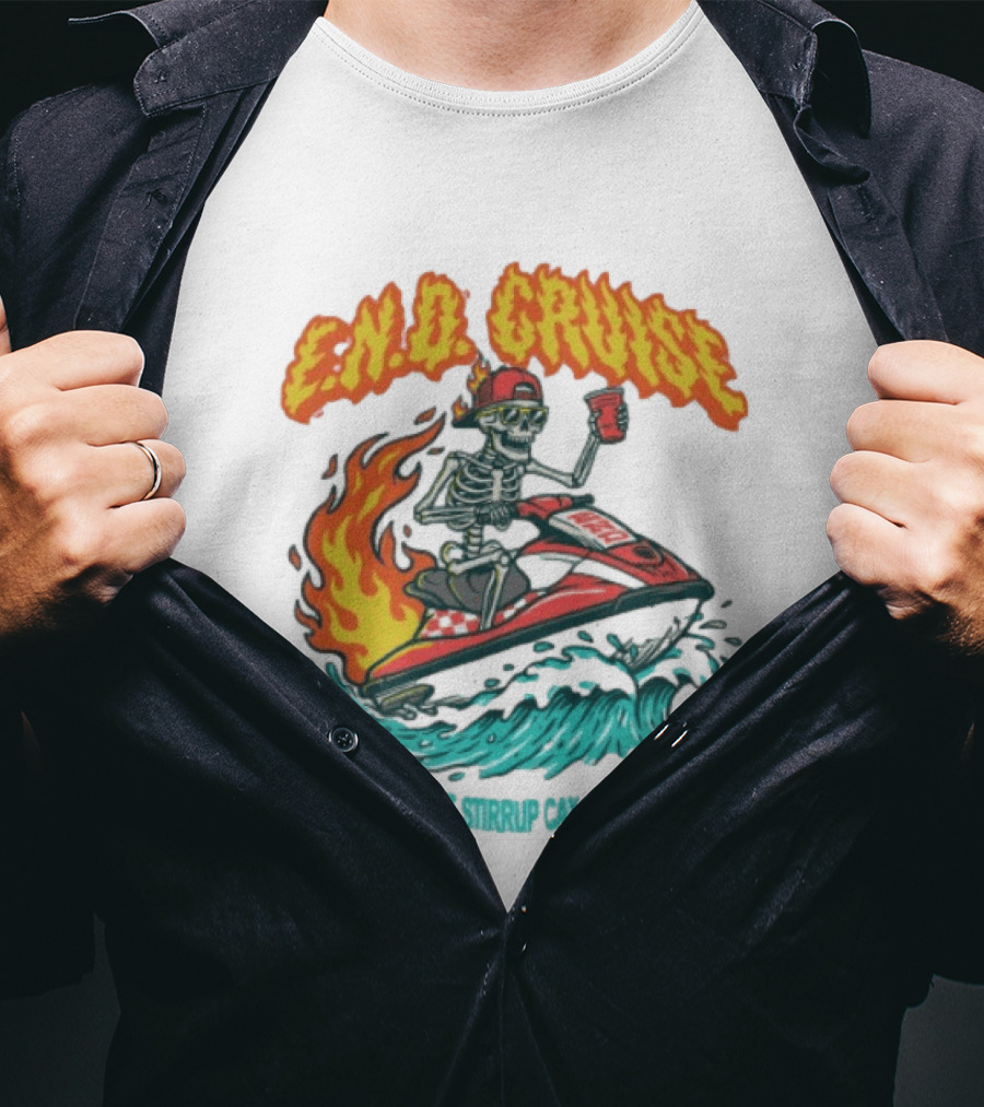 E.N.D. Cruise Skeleton Wave Rider Miami Great Stirrup Cay January 2024 T-Shirt