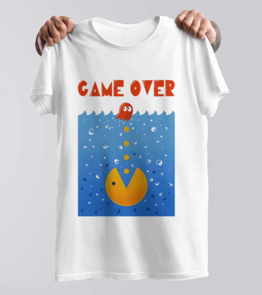 Pac Man Game Over Underwater Ghost Retro Gaming T-Shirt