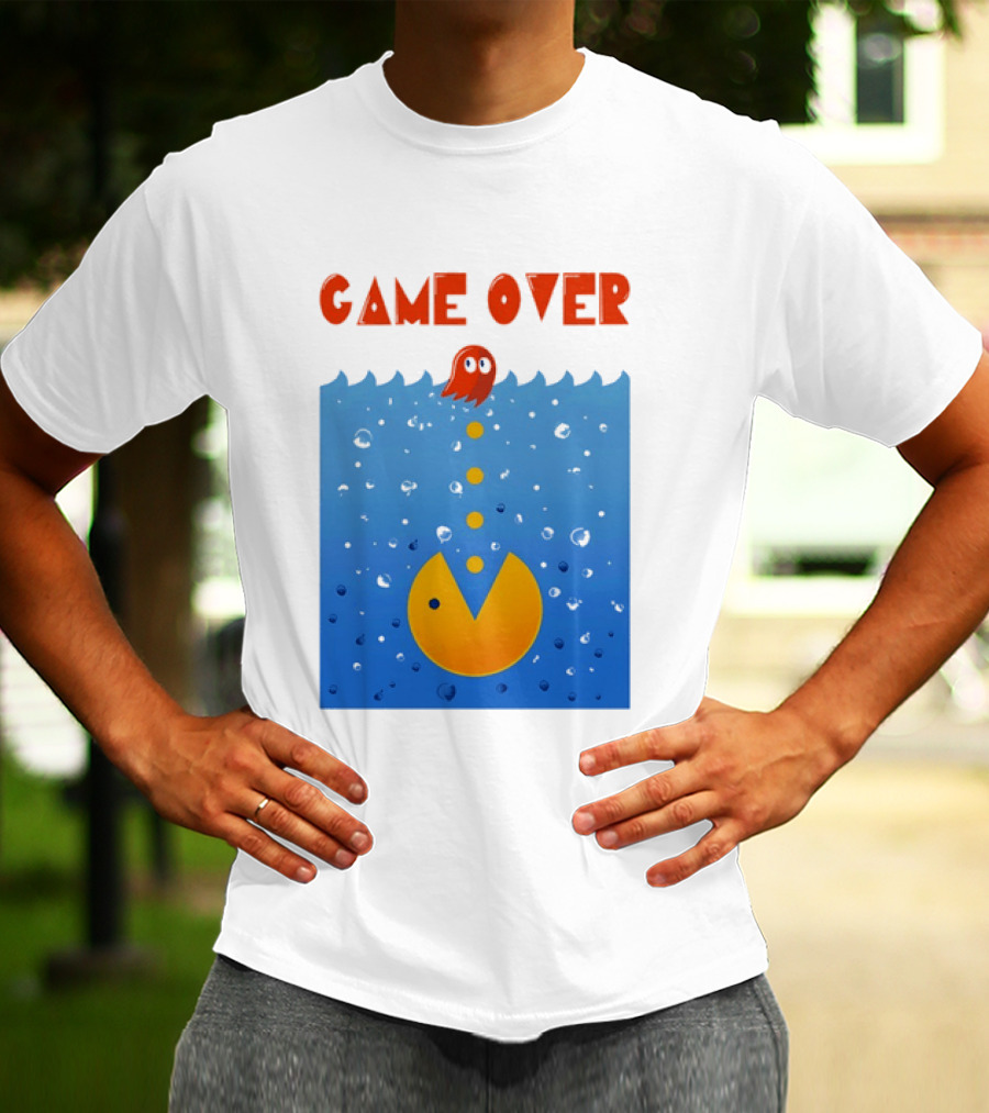 Pac Man Game Over Underwater Ghost Retro Gaming T-Shirt