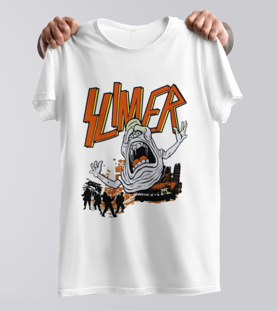 Slimer Ghostbusters 80s Movie Iconic Character Silhouette Scene T-Shirt
