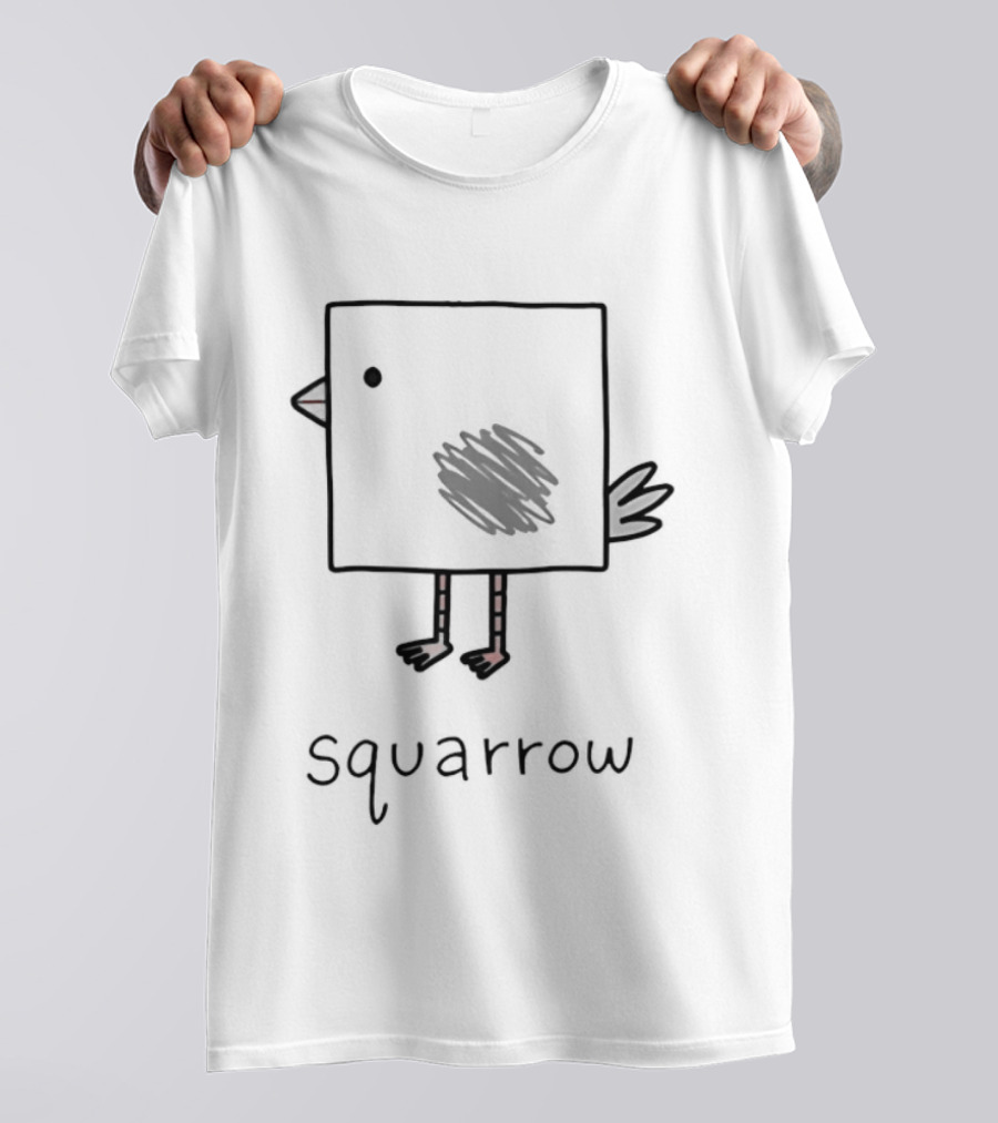 Squarrow Square Bird Doodle Animal Sketch T-Shirt