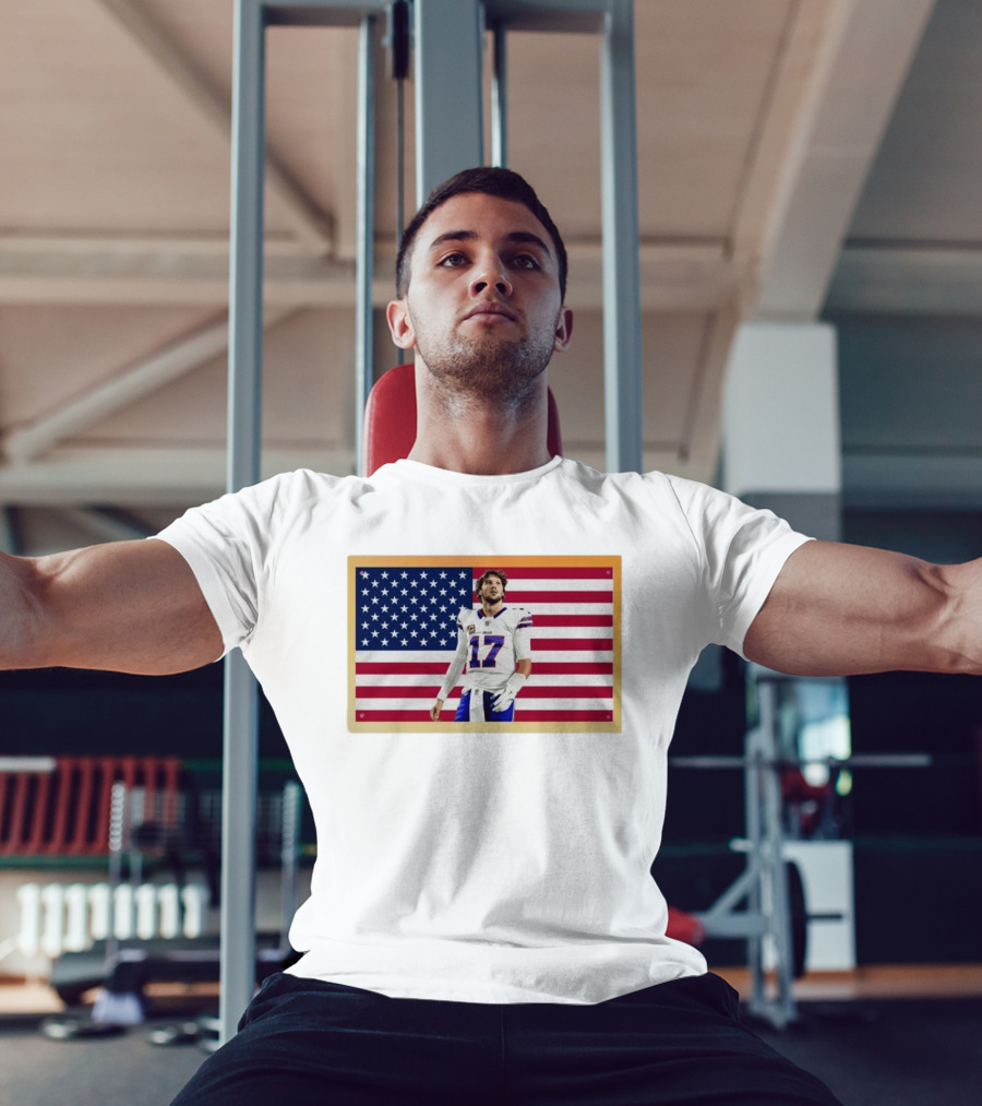 Josh Allen Buffalo Bills American Flag Football Star 17 T-Shirt