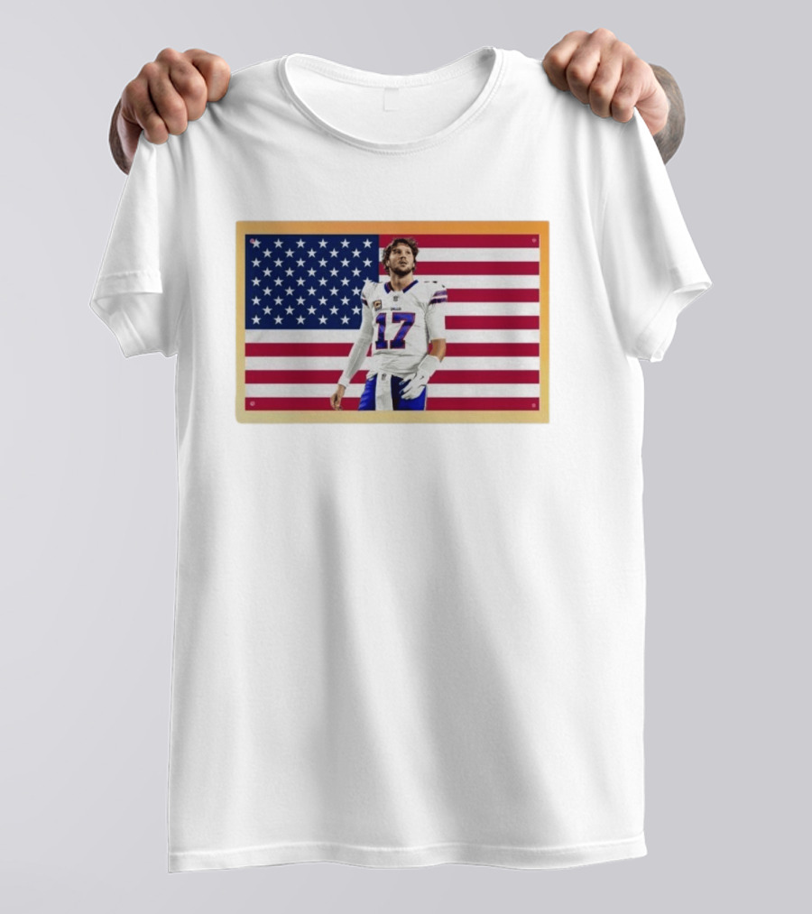 Josh Allen Buffalo Bills American Flag Football Star 17 T-Shirt