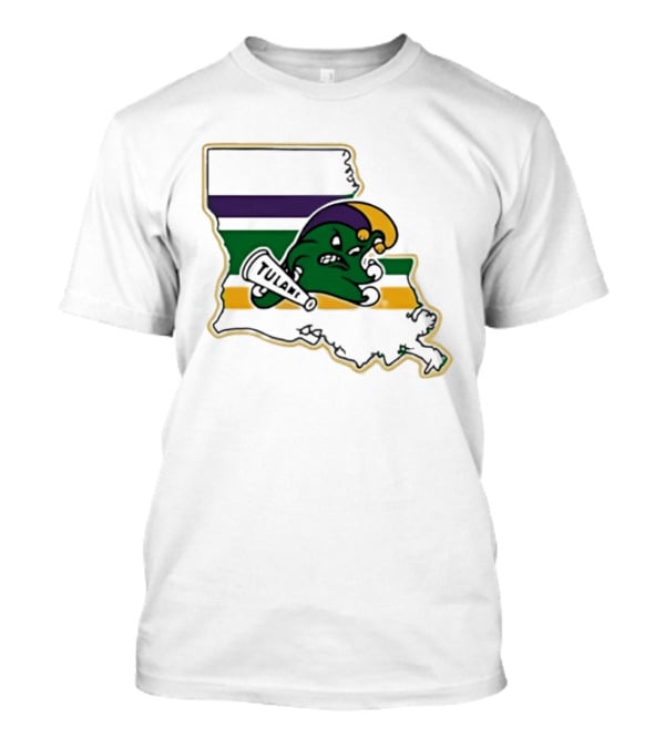 Tulane Green Wave Louisiana Mardi Gras Map T-Shirt