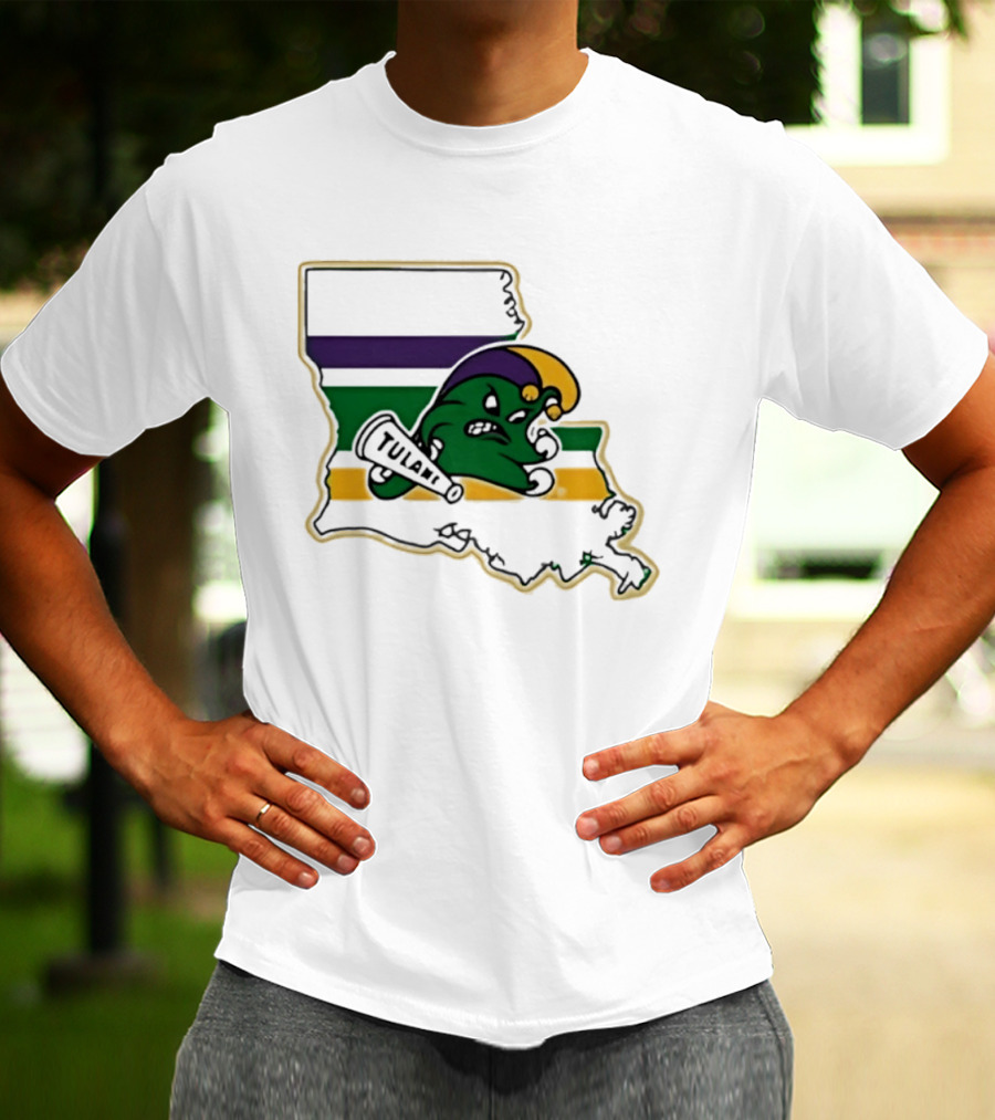 Tulane Green Wave Louisiana Mardi Gras Map T-Shirt