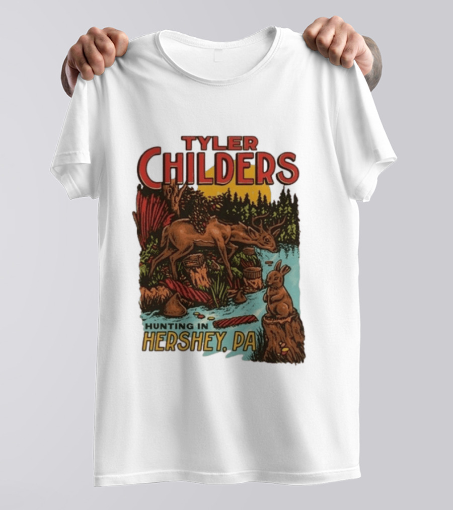 Tyler Childers Hunting In Hershey PA Deer And Rabbit Scene T-Shirt