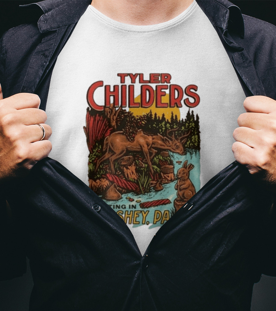 Tyler Childers Hunting In Hershey PA Deer And Rabbit Scene T-Shirt