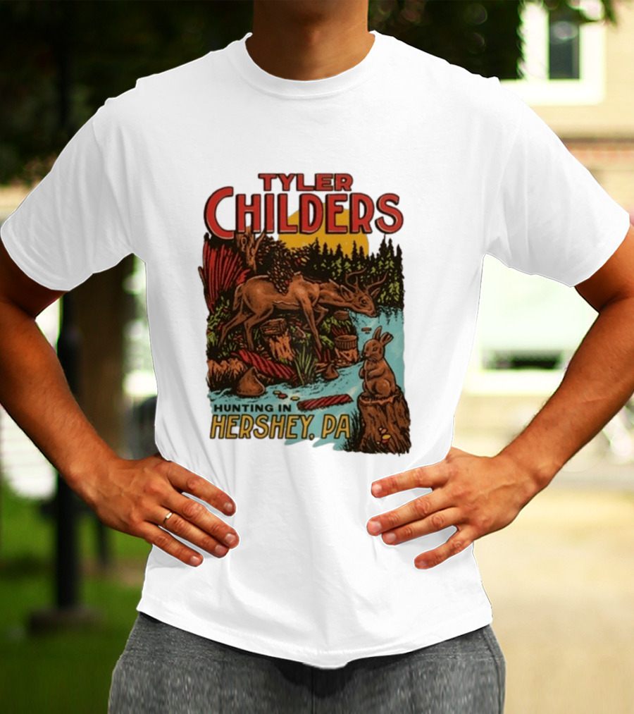 Tyler Childers Hunting In Hershey PA Deer And Rabbit Scene T-Shirt