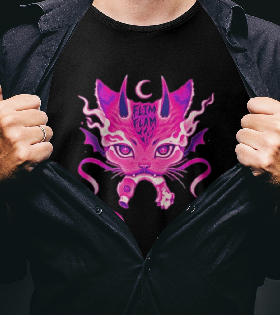 Flim Flam Flamingo DevilCat Fantasy T-Shirt