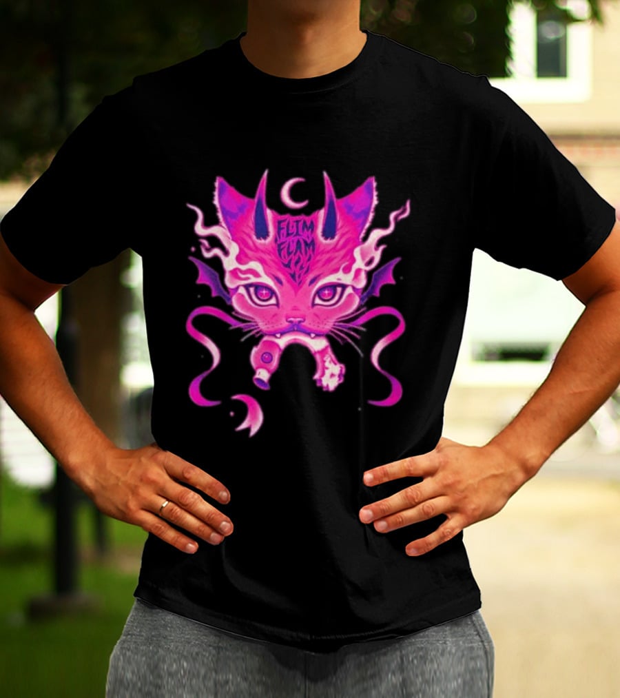 Flim Flam Flamingo DevilCat Fantasy T-Shirt