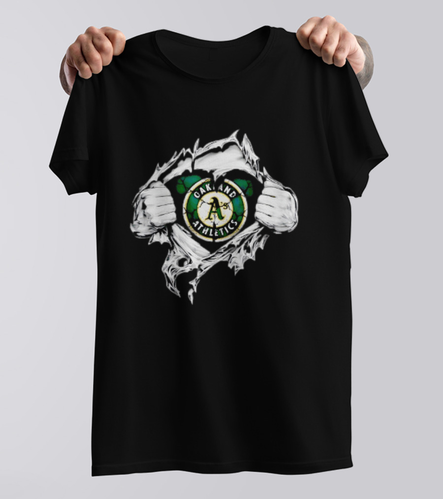 Oakland Athletics Ripped Chest A's MLB Team Spirit T-Shirt