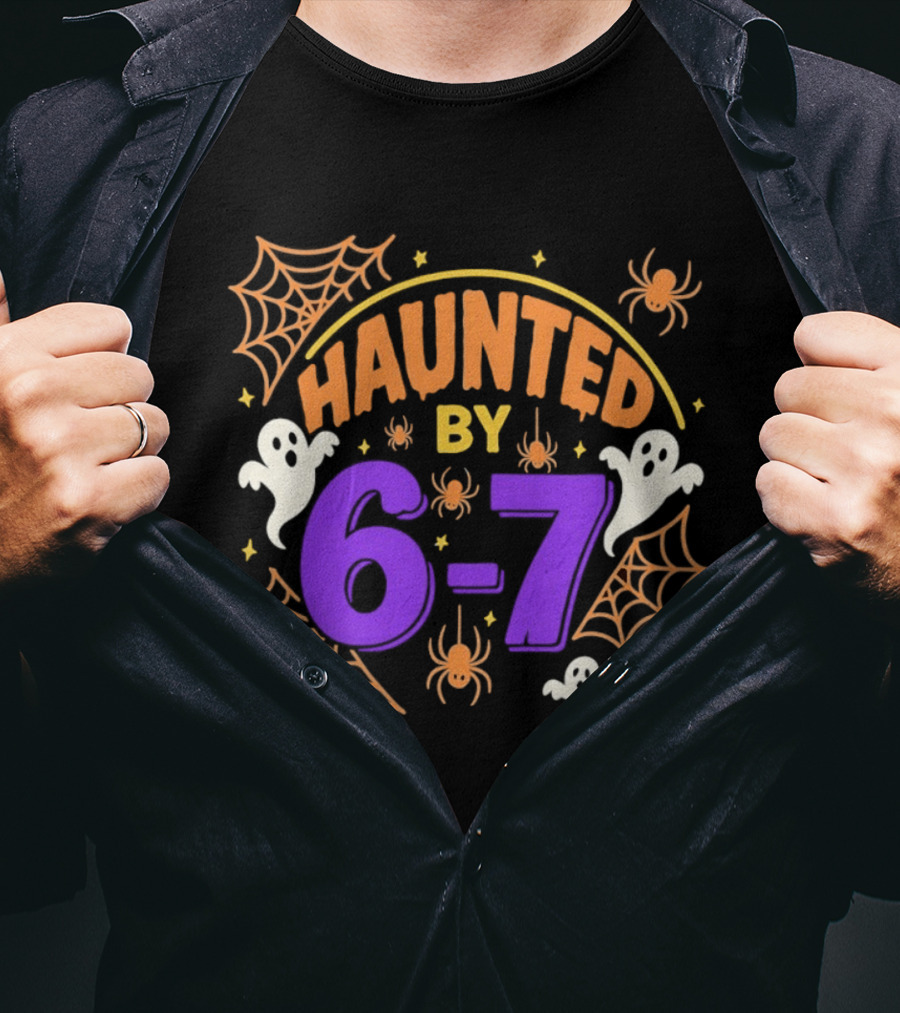 Haunted By 6 7 Ghosts Spiders And Webs Halloween T-Shirt