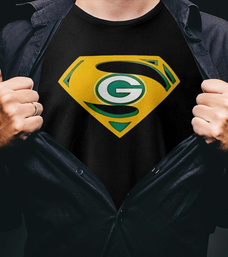 Green Bay Packers G In Superman Shield T-Shirt