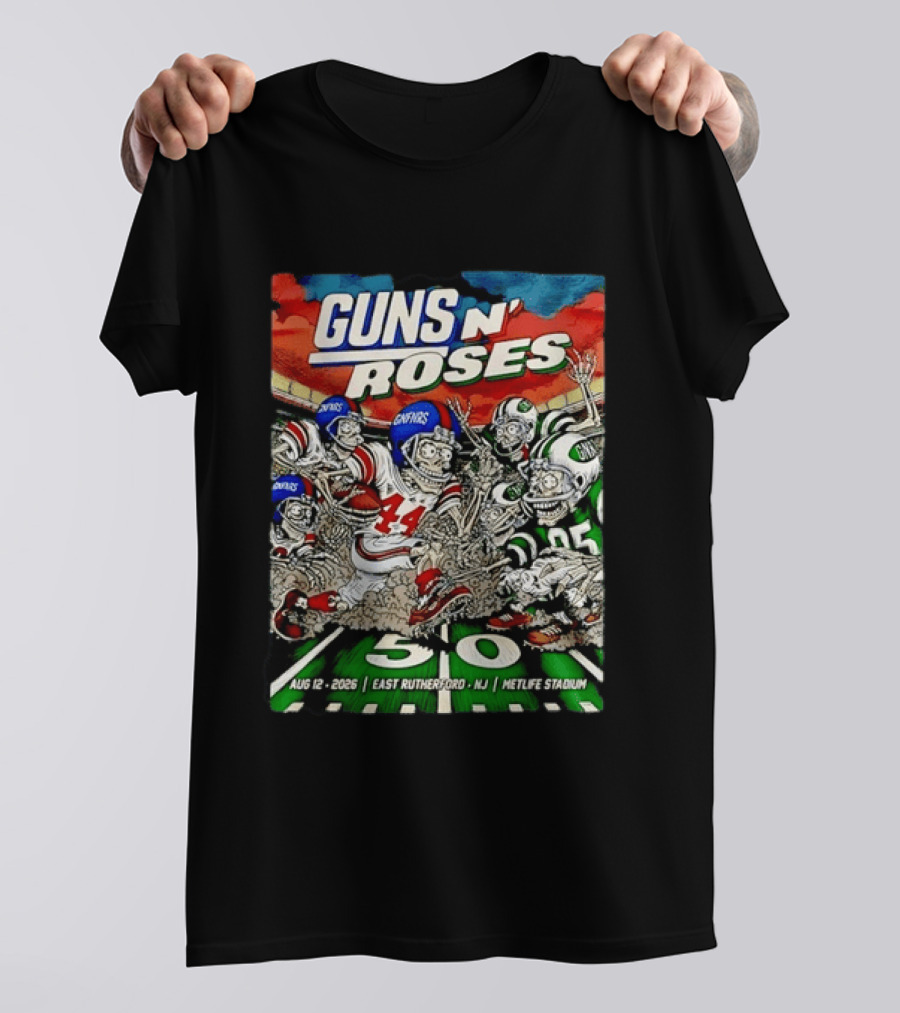 Guns N' Roses MetLife Stadium 2026 East Rutherford NJ Football Concert Tour August 12 T-Shirt