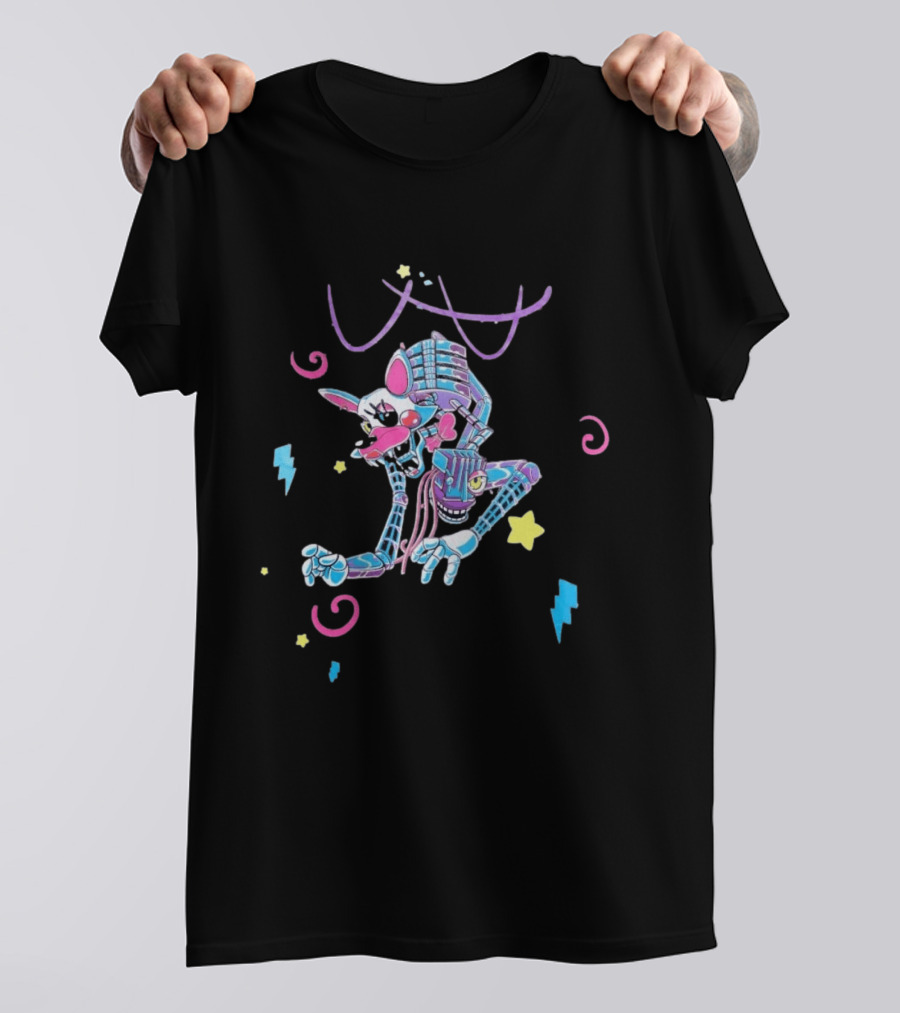 HEX X FNaF BTS Blacklight Mangle Purple Signature Stars Lightning Swirls T-Shirt