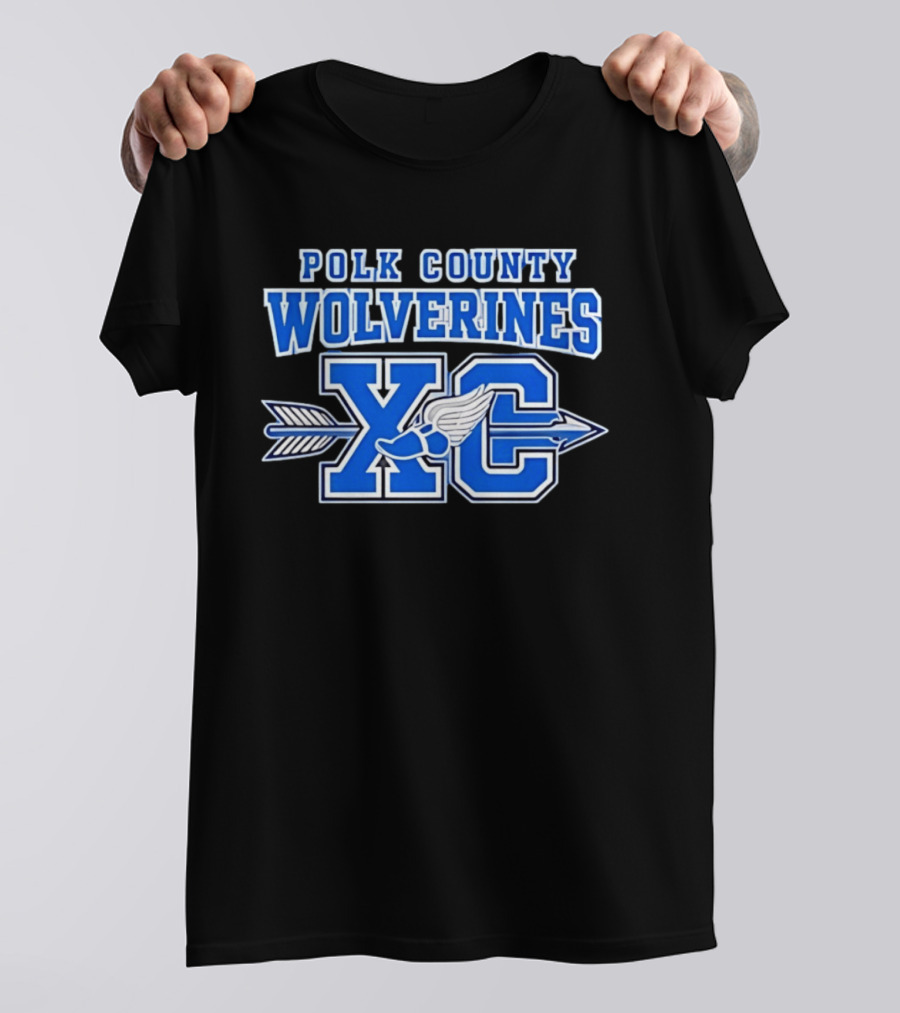 Polk County Wolverines XC Cross Country Arrow And Winged Foot T-Shirt