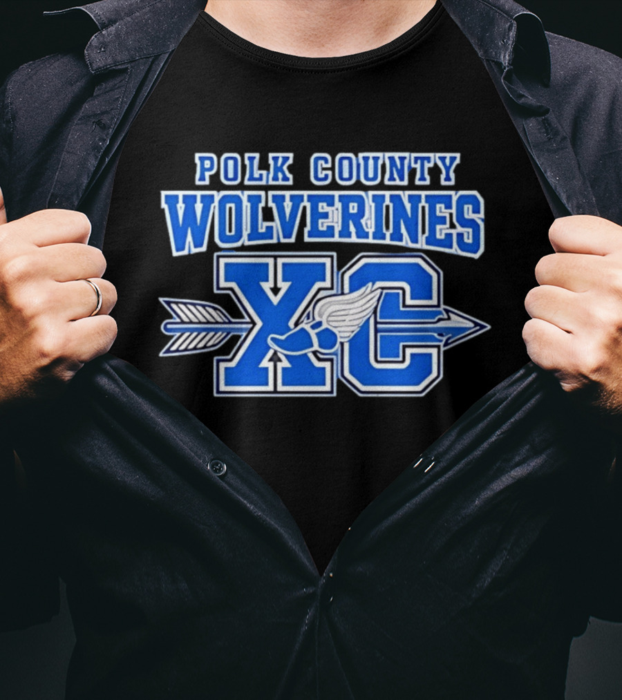 Polk County Wolverines XC Cross Country Arrow And Winged Foot T-Shirt