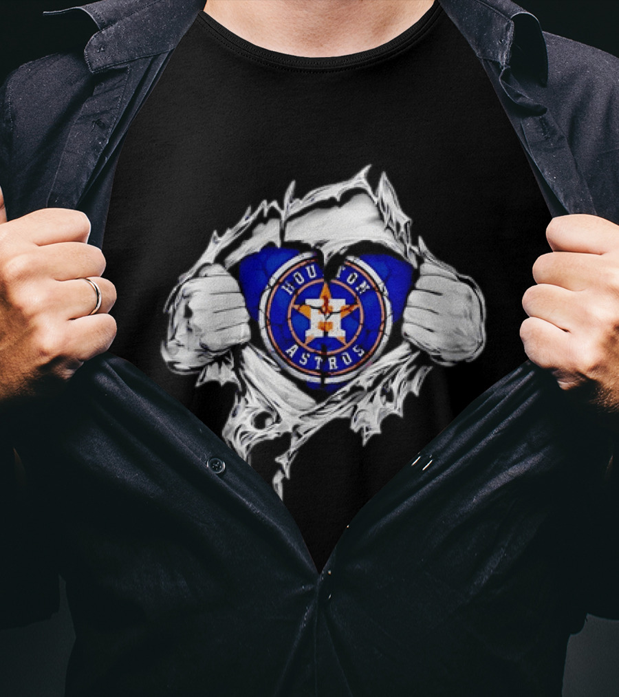 Houston Astros Ripped Skin MLB Baseball Hidden T-Shirt