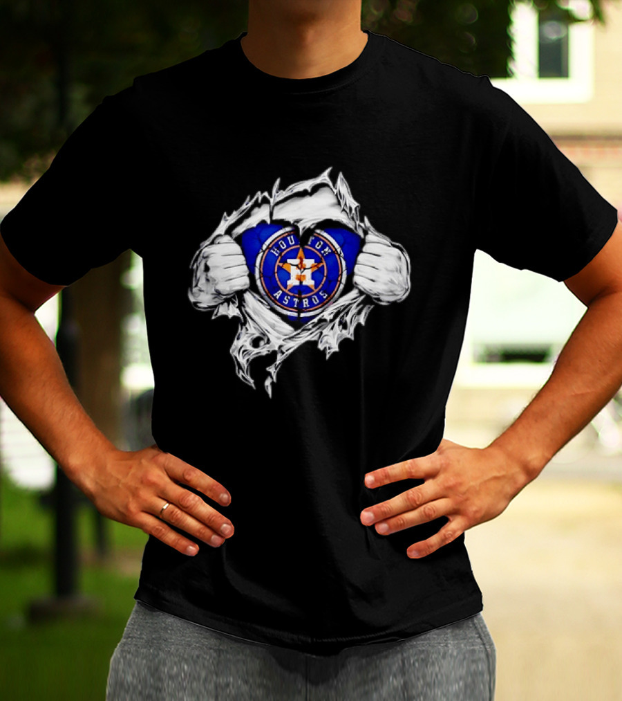 Houston Astros Ripped Skin MLB Baseball Hidden T-Shirt