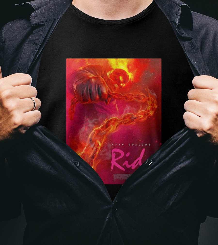 Ryan Gosling Ride Movie Ghost Rider Flaming Chain Image T-Shirt