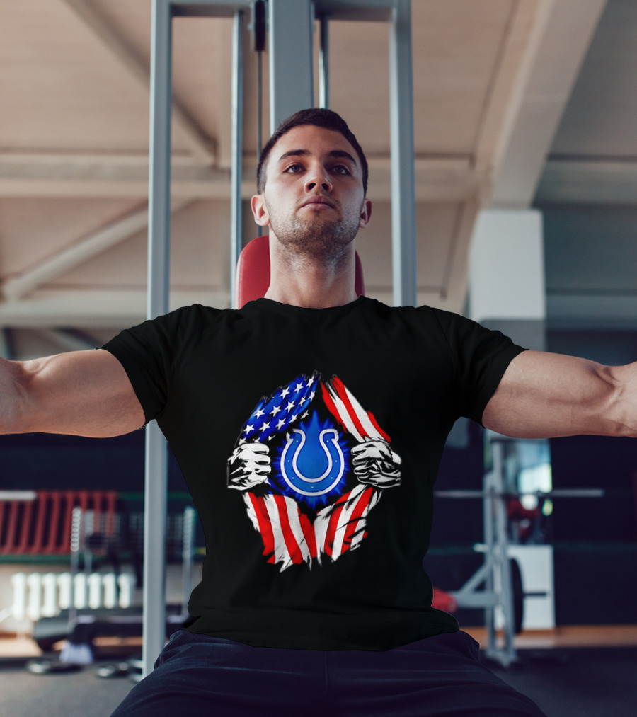 Indianapolis Colts American Flag Ripped Chest T-Shirt