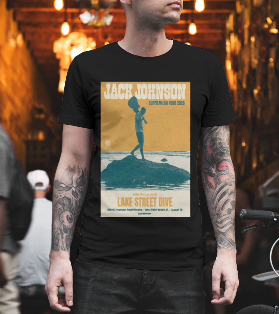 Jack Johnson Surfilmusic Tour 2026 Lake Street Dive ITHINK Financial Amphitheatre West Palm Beach August 18 T-Shirt