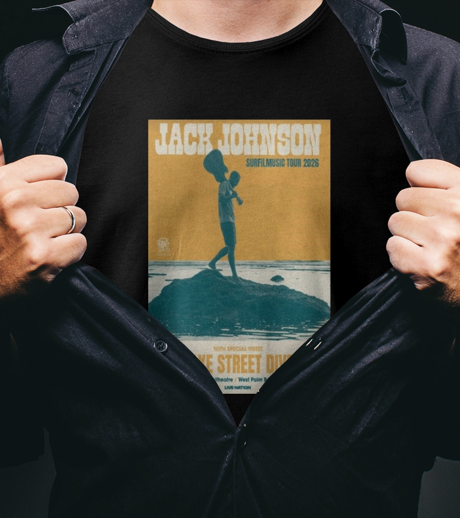 Jack Johnson Surfilmusic Tour 2026 Lake Street Dive ITHINK Financial Amphitheatre West Palm Beach August 18 T-Shirt