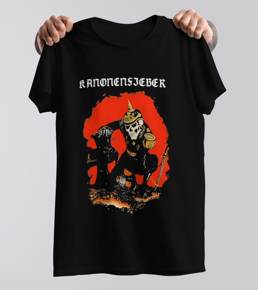 Kanonenfieber Skeleton Soldier Black Metal Warrior Artillery T-Shirt