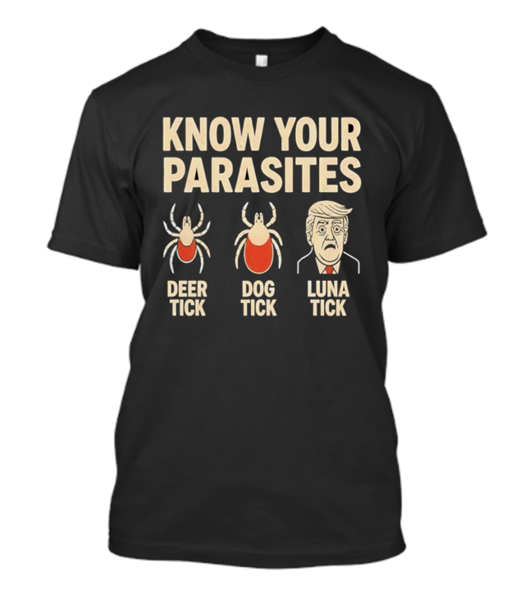 Know Your Parasites Deer Tick Dog Tick Luna Tick Political Humor T-Shirt