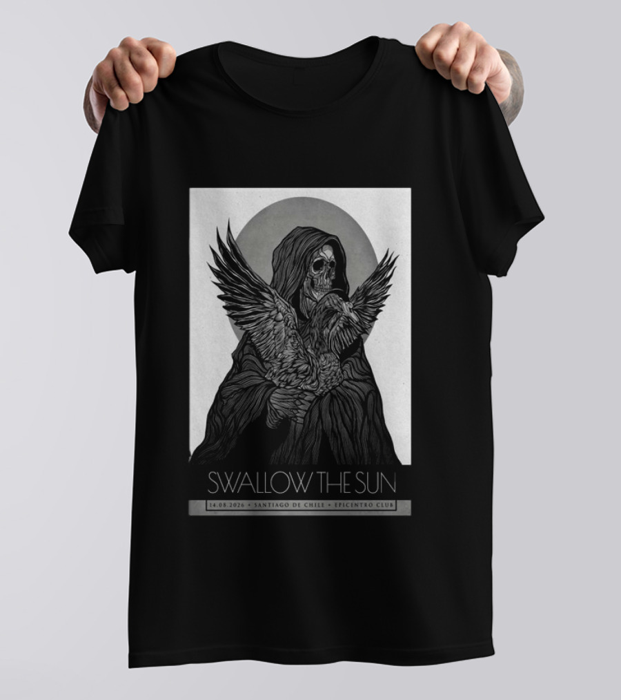 Swallow The Sun Santiago De Chile Epicentro Club 14.08.2026 Skeleton With Bird T-Shirt