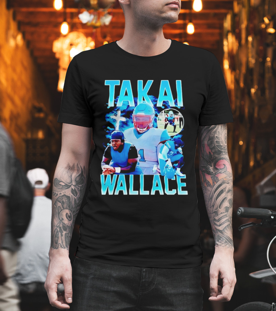 Takai Wallace Football Athlete Sports Action Collage T-Shirt