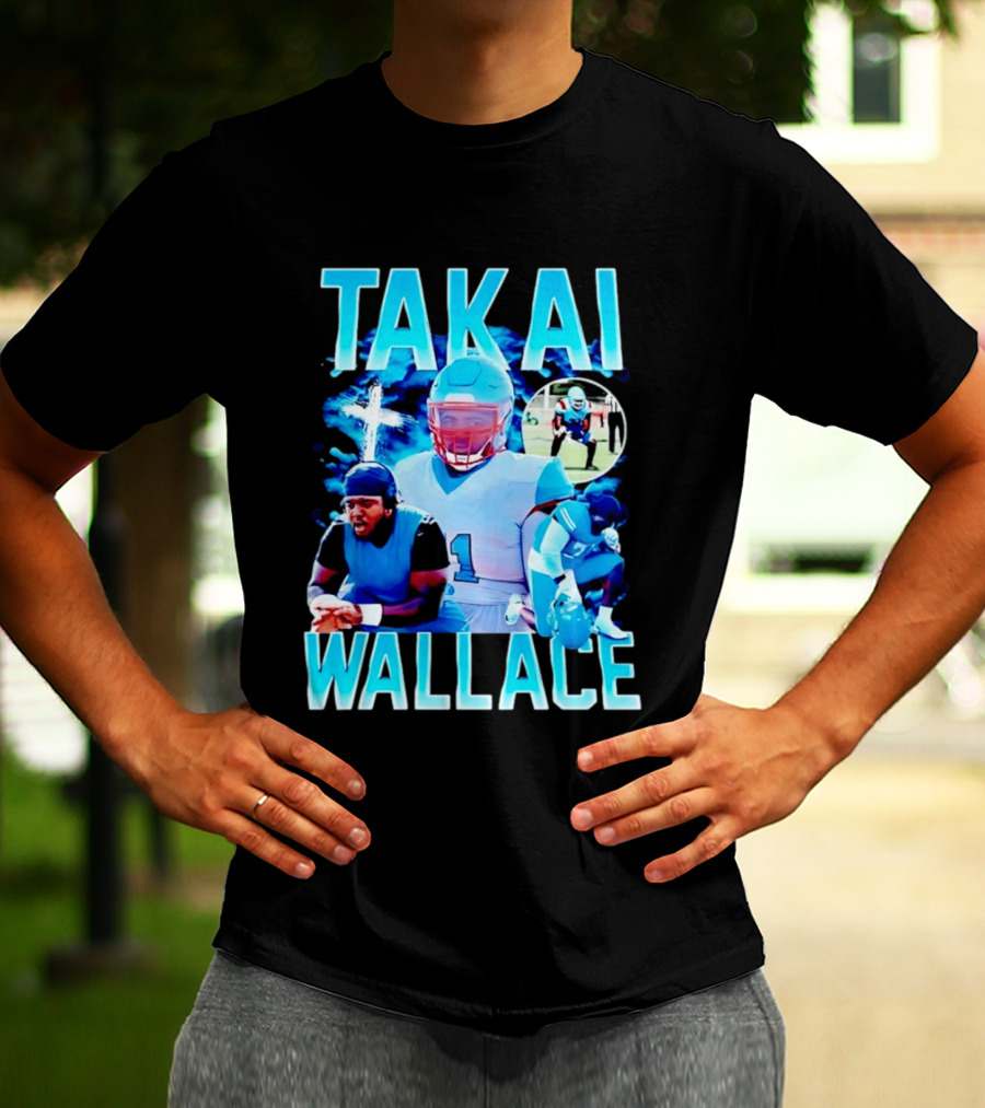 Takai Wallace Football Athlete Sports Action Collage T-Shirt