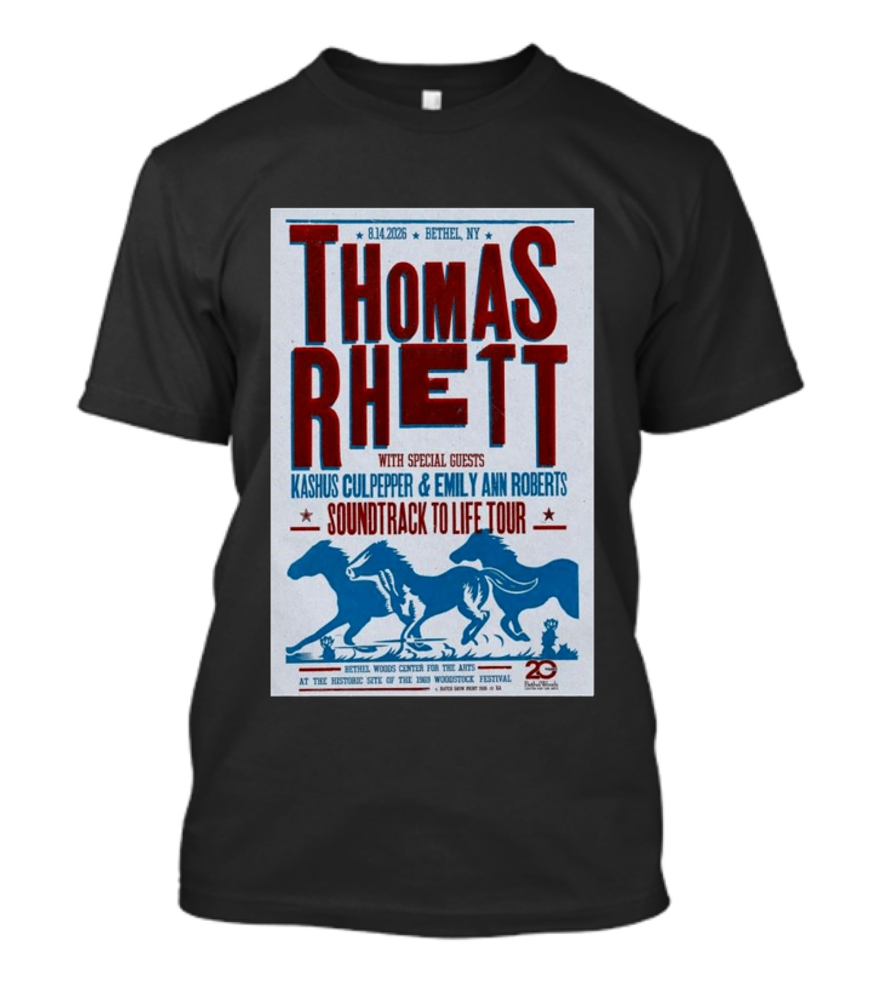 Thomas Rhett Bethel NY 2026 Soundtrack To Life Tour Kashus Culpepper Emily Ann Roberts T-Shirt