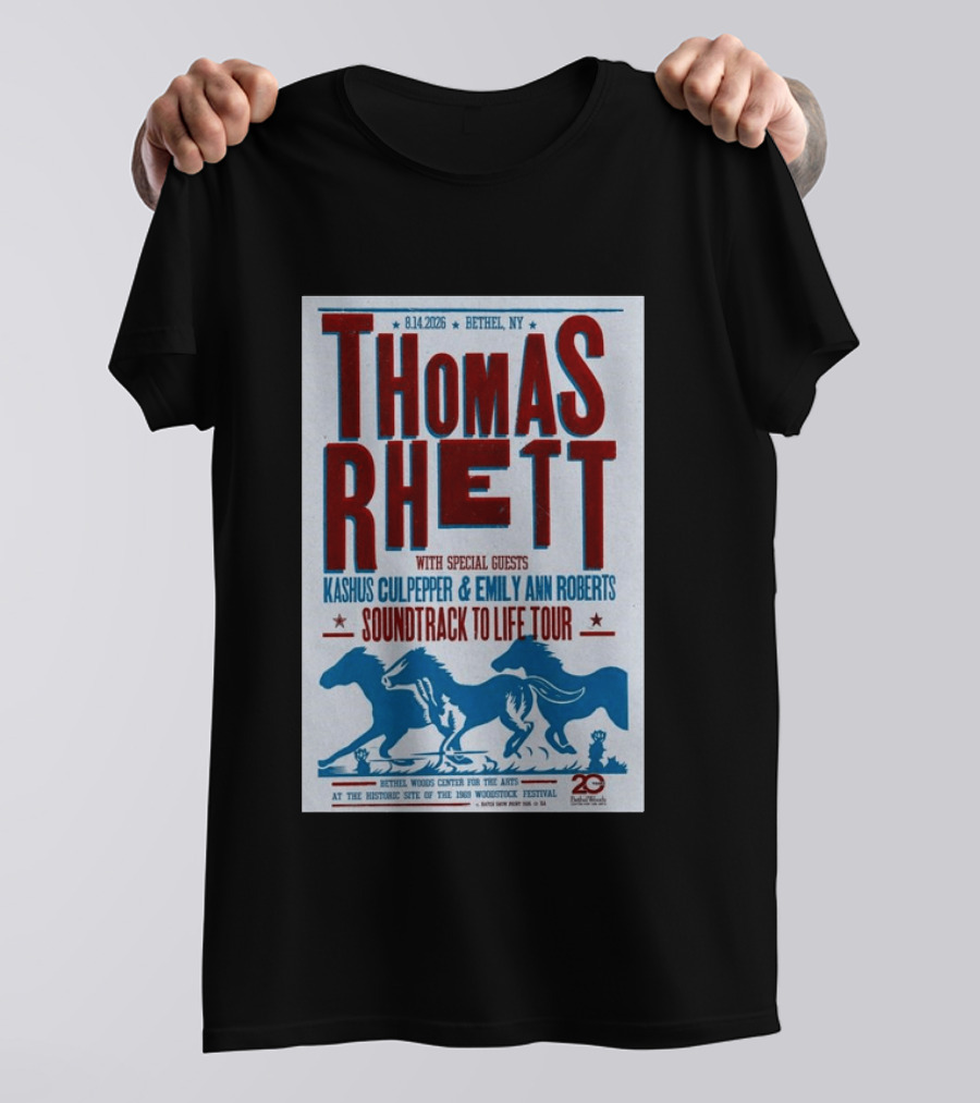 Thomas Rhett Bethel NY 2026 Soundtrack To Life Tour Kashus Culpepper Emily Ann Roberts T-Shirt
