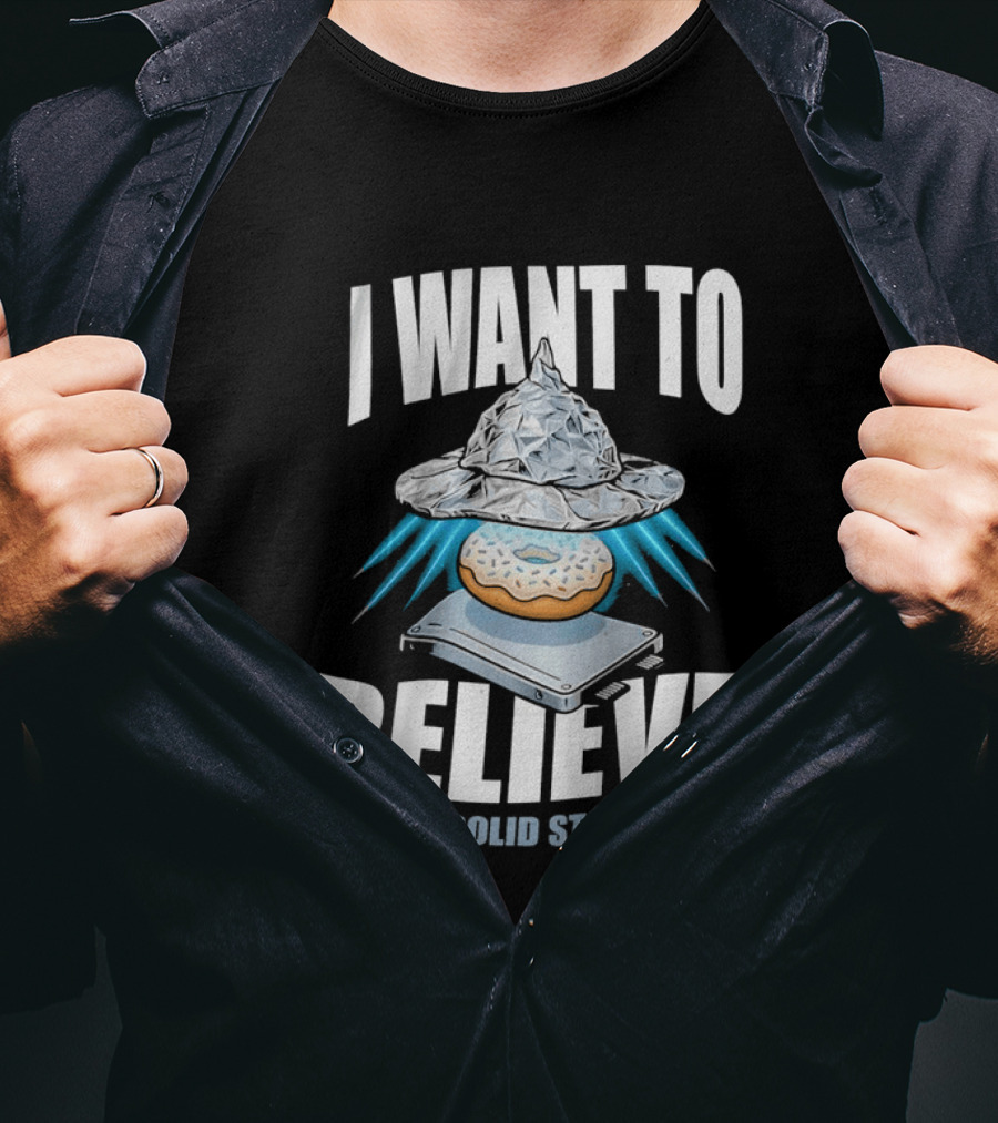I Want To Believe UFO Donut In Solid State T-Shirt