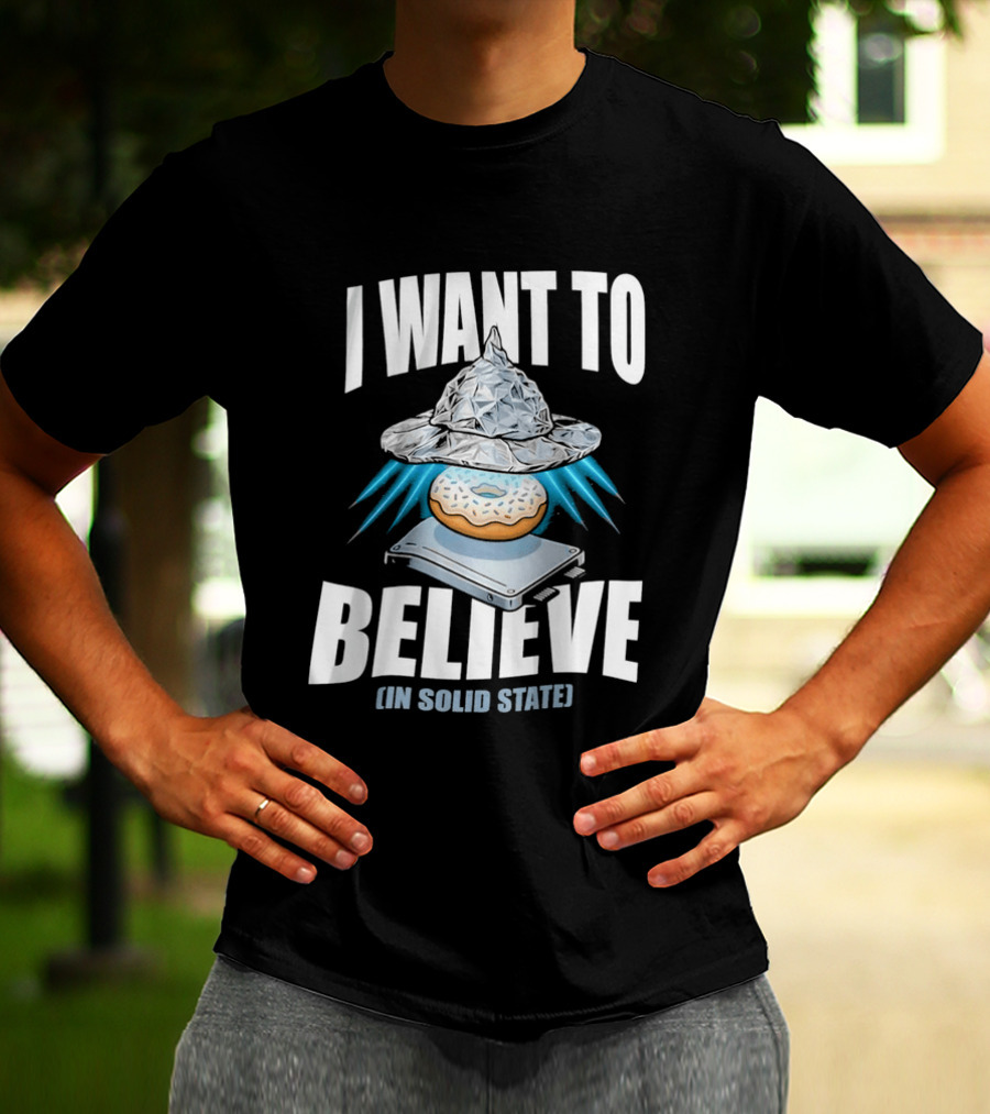 I Want To Believe UFO Donut In Solid State T-Shirt