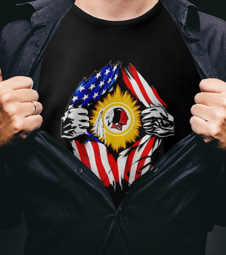 Washington Redskins American Flag Ripped Chest T-Shirt
