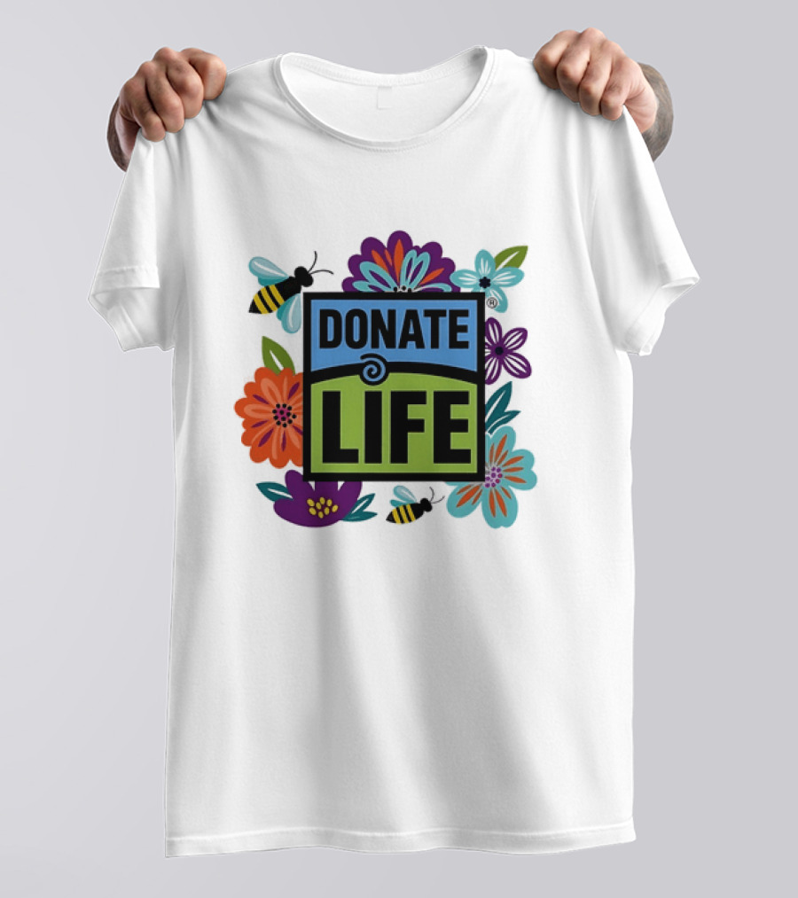 Donate Life Floral Bee Awareness Organ Donation Colorful Flowers T-Shirt