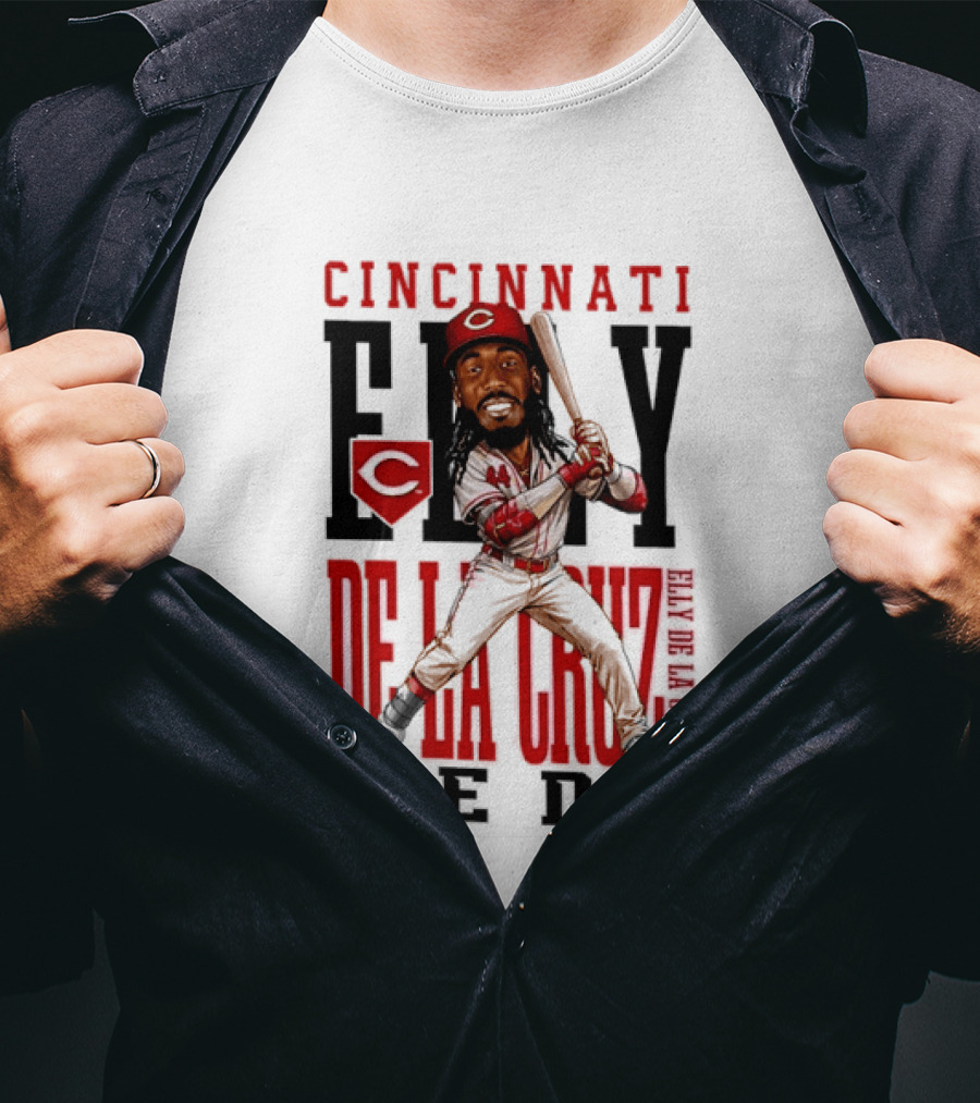 Cincinnati Reds Elly De La Cruz Baseball Caricature T-Shirt