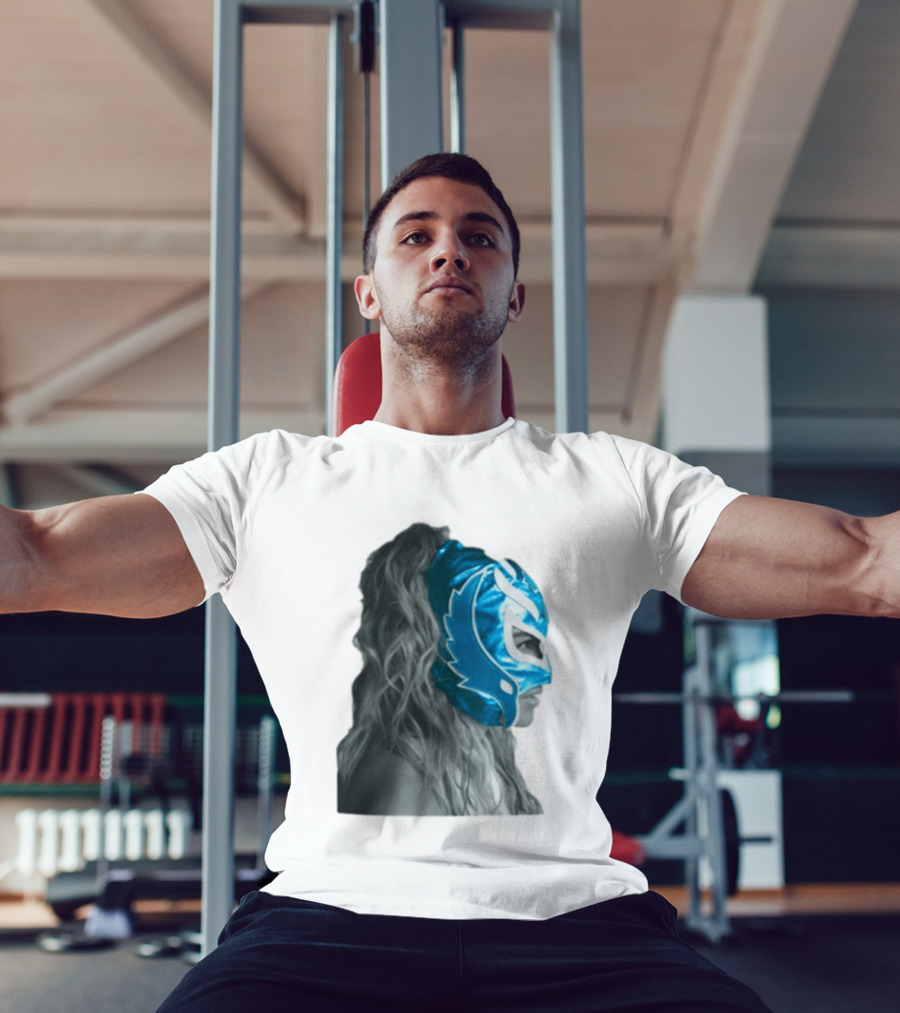 Karol G Store Limited Edition Cream Blue Luchador Mask T-Shirt