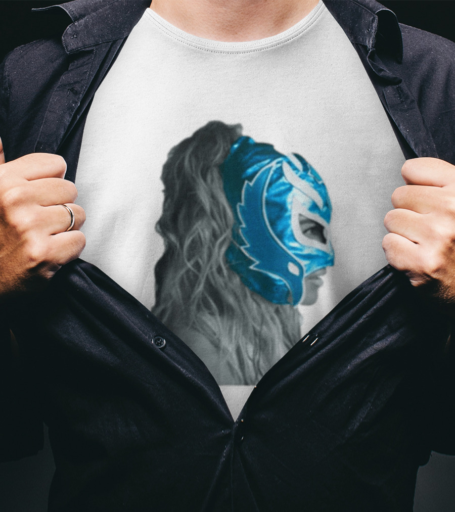 Karol G Store Limited Edition Cream Blue Luchador Mask T-Shirt