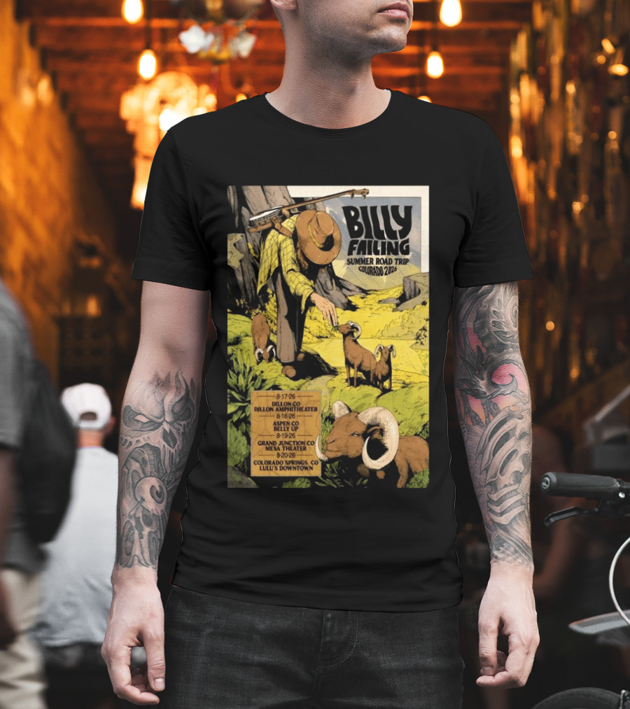 Billy Failing Summer Road Trip Colorado 2026 Dillon Amphitheater Belly Up Mesa Theater Lulu's Downtown T-Shirt