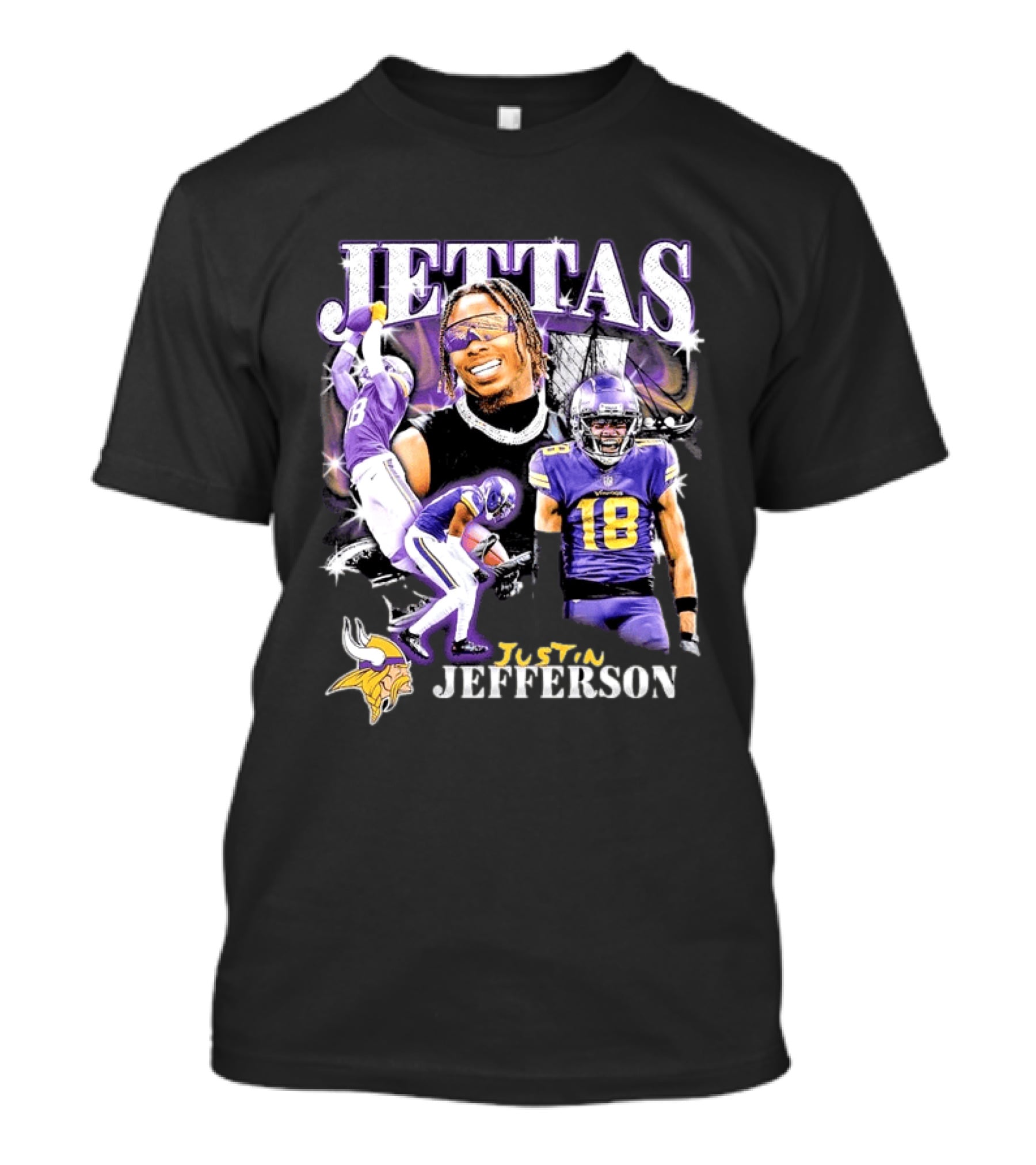 Fanatics Black Jettas Justin Jefferson Minnesota Vikings Notorious Player T-Shirt